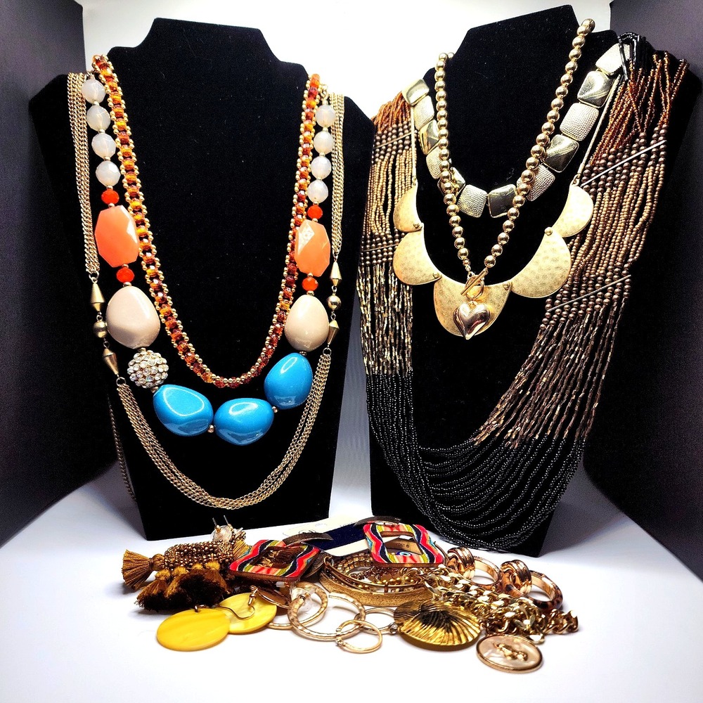 Mixed Jewelry Lot 23 Pieces Vintage Modern Necklaces Bracelets Rings